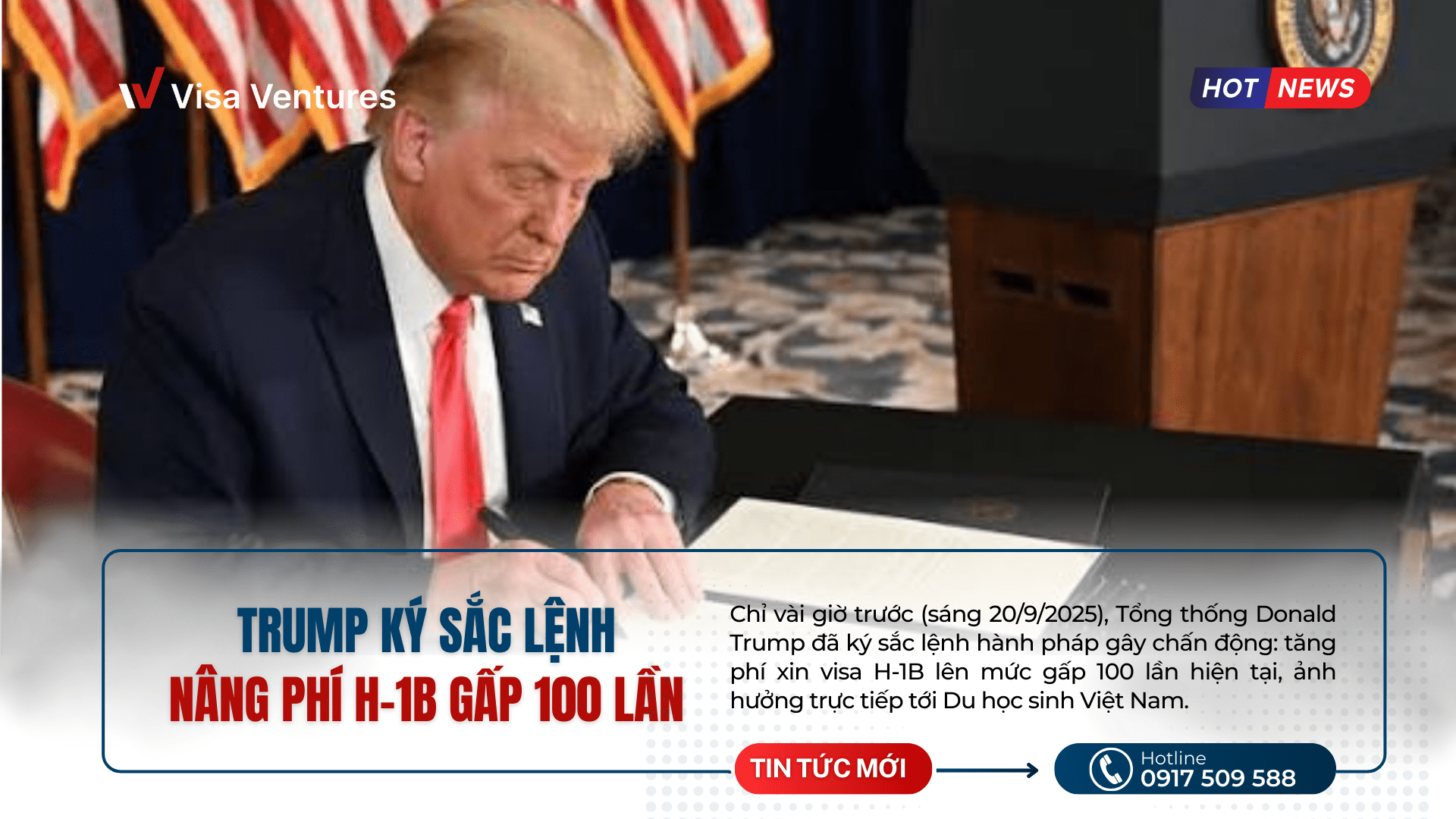 Tong thong Trump ky sac lenh tang phi visa H-1B gap 100 lan so voi hien tai