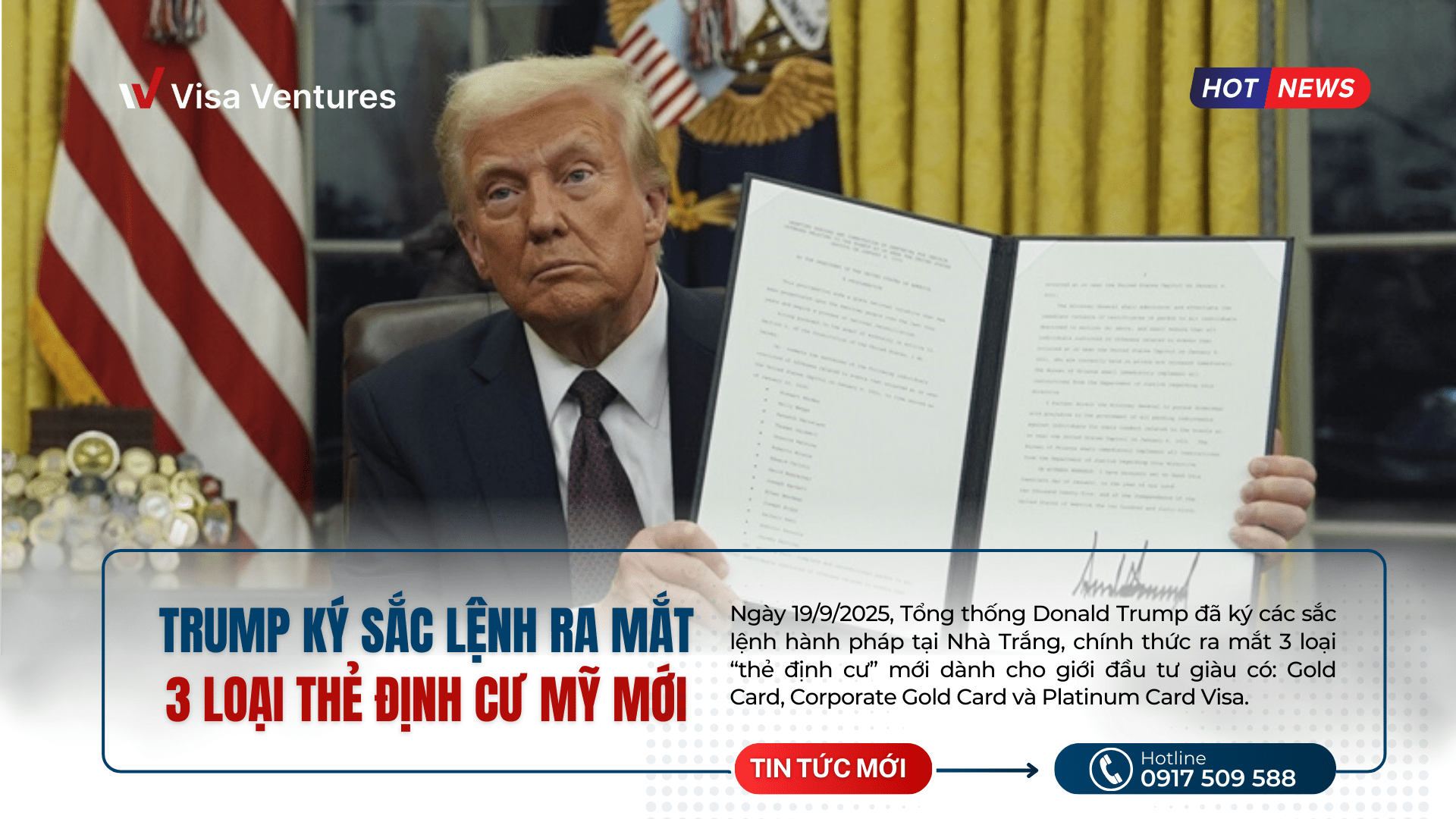 Trump ky sac lenh ra mat The Vang Gold Card 1 trieu do