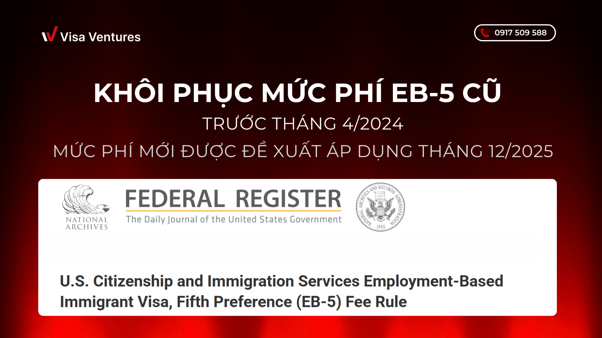 Tin tuc EB5 moi nhat - Khoi phuc muc phi EB-5 cu